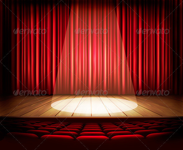 01 red curtain with lighting fittings t