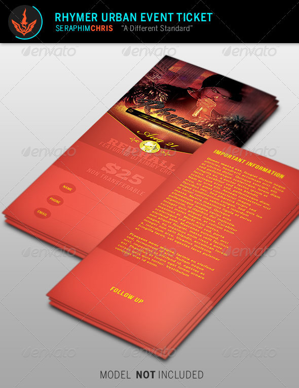 Rhymer urban event ticket template preview