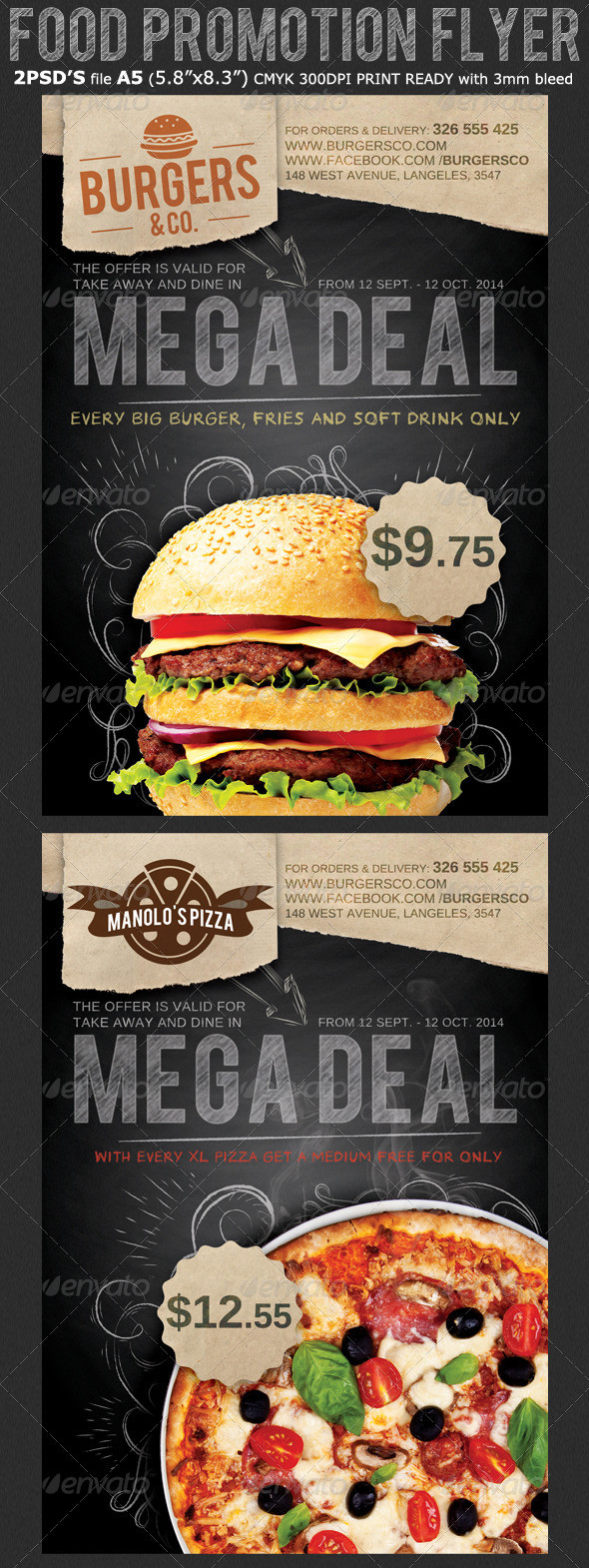 Food promotion flyer template preview