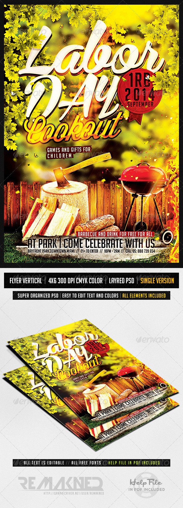 Labor day cookout flyer template psd