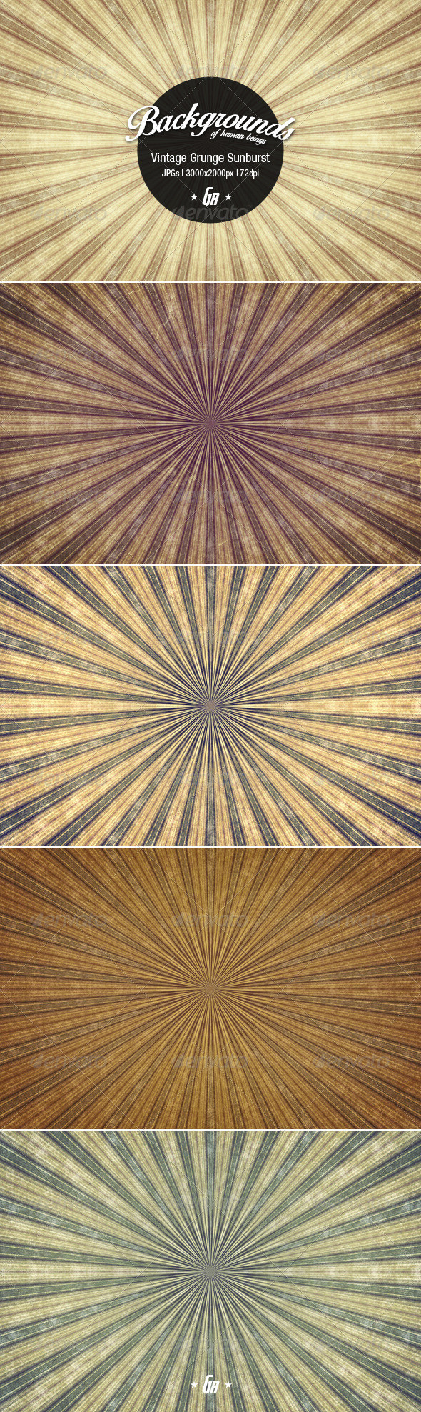 Vintage sunburst backgrounds preview