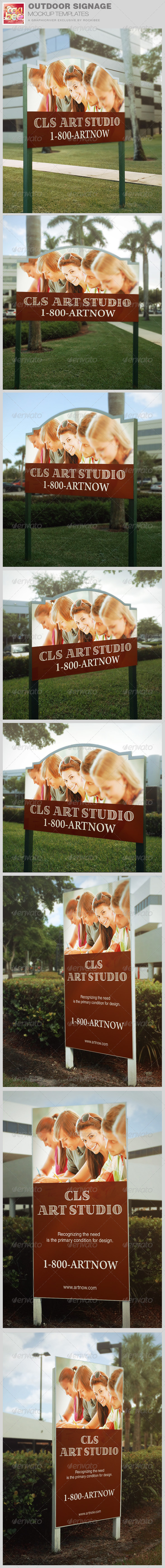 Outdoor signage mockup template image preview