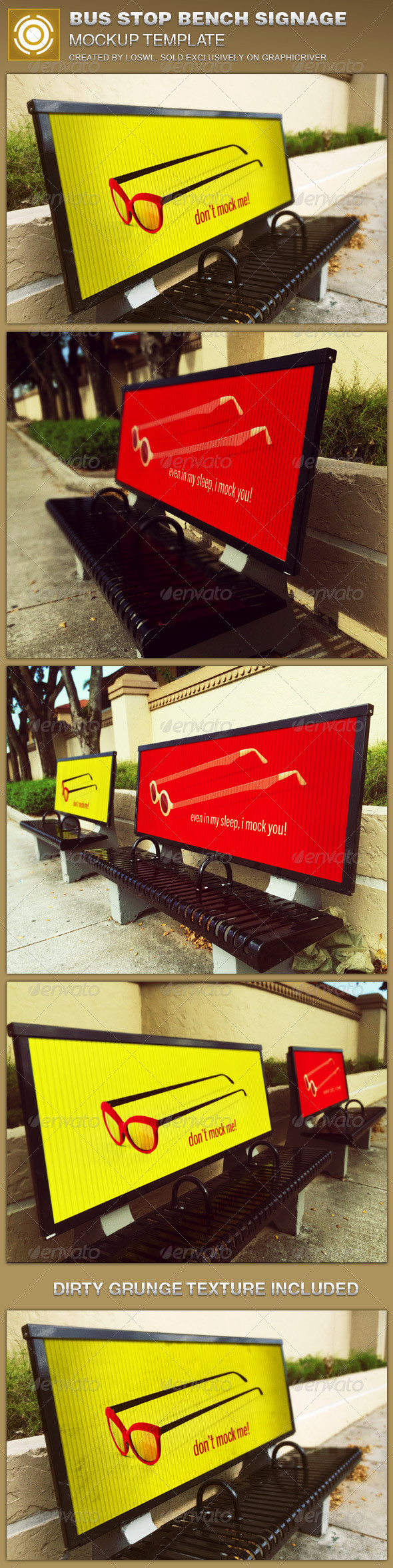 Corrugated bus stop bench signage mockup image preview