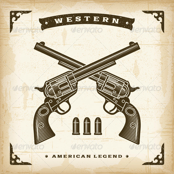 P vintage western revolvers