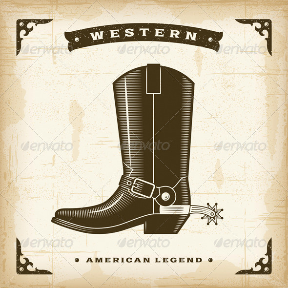 P vintage western cowboy boot