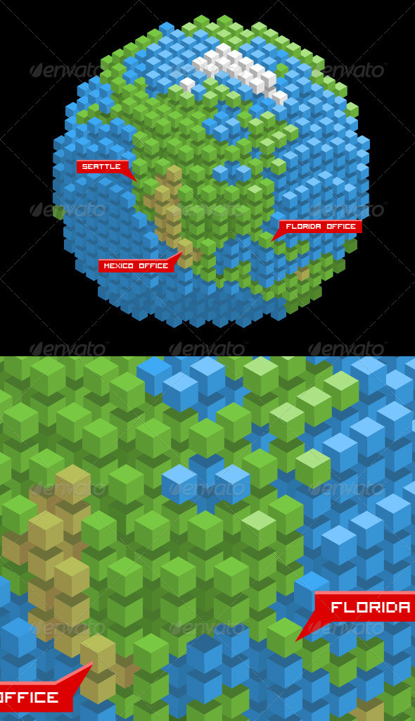 Pixel earth map north america