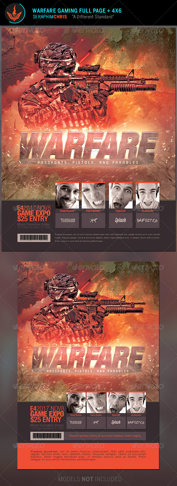 Warfare gaming flyerr template preview