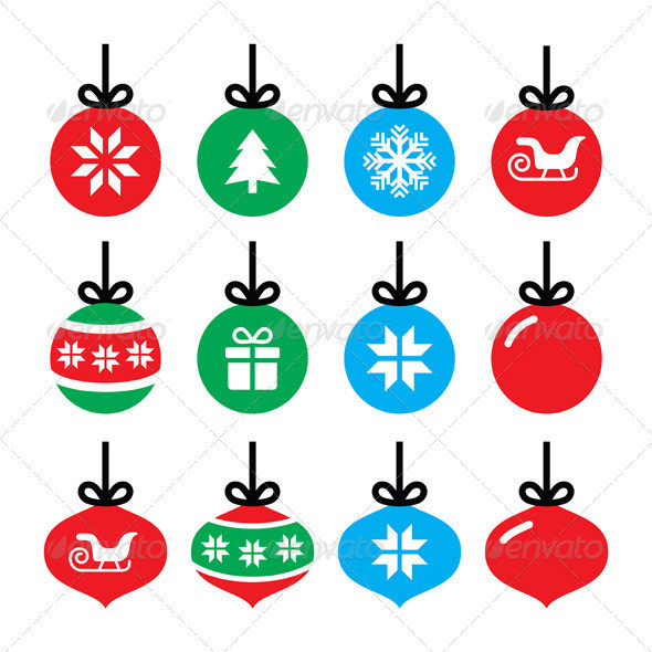 Christmas tree balls icons colur prev