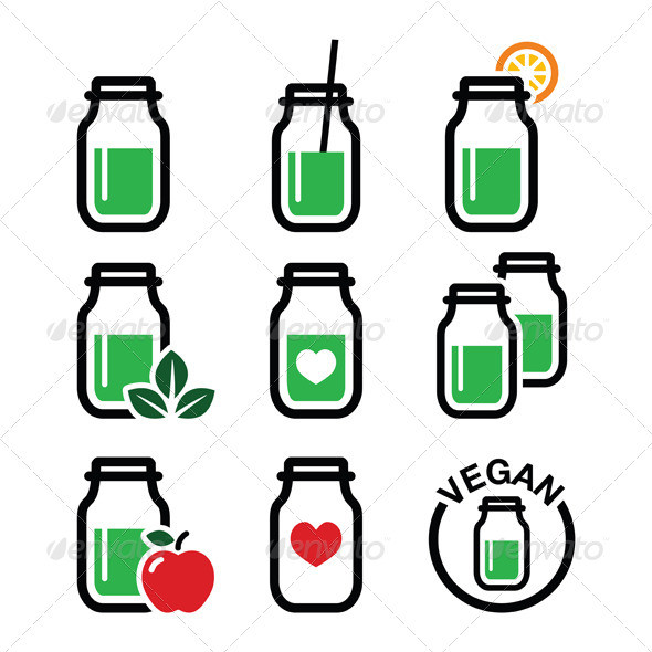 Green shake icons set color prev