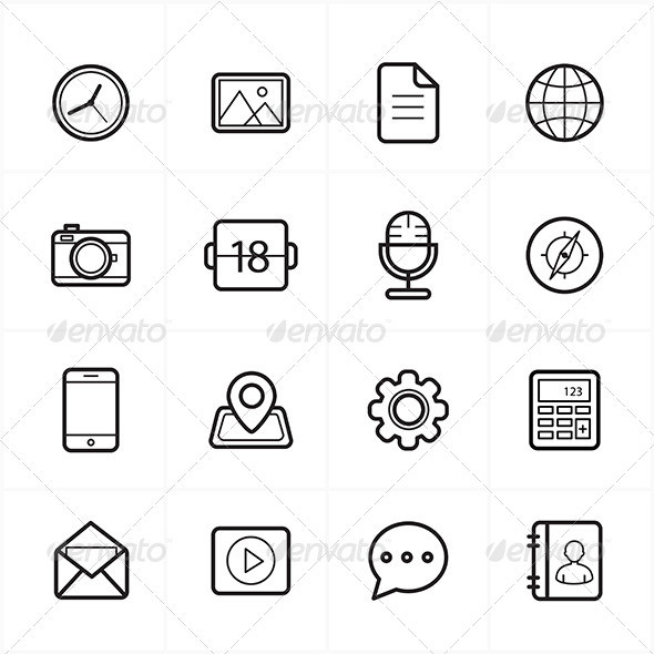 Flat 20line 20icons 20for 20media 20icons 20and 20communication 20icons 20vector 20illustration590