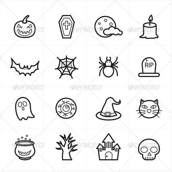 Flat 20line 20icons 20for 20halloween 20icons 20vector 20illustration590
