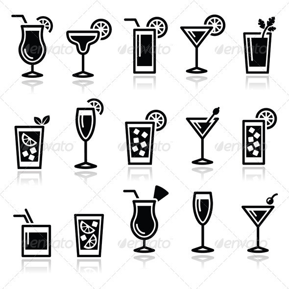 Cocktails icons set prev