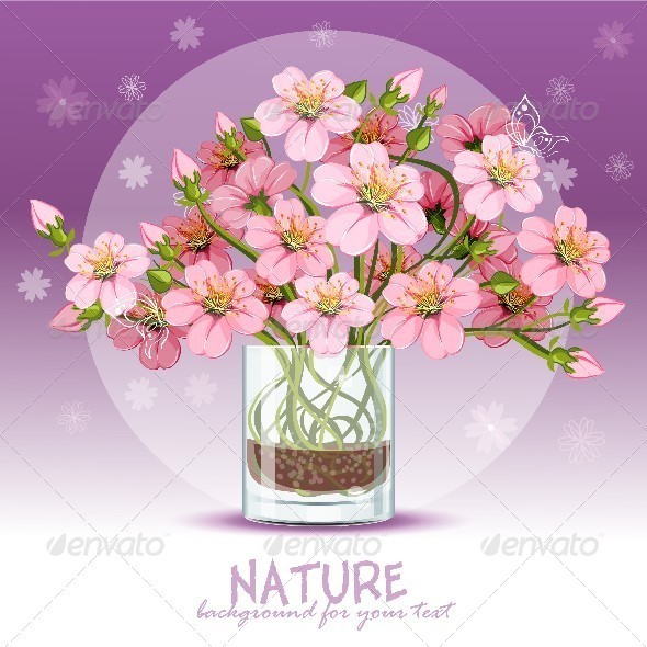 Background 20with 20cherry 20blossom 20in 20a 20glass eps10 20 pv