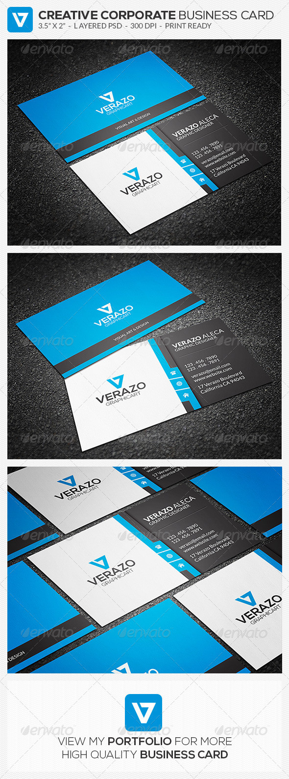 57 blue creative corporate business card template preview