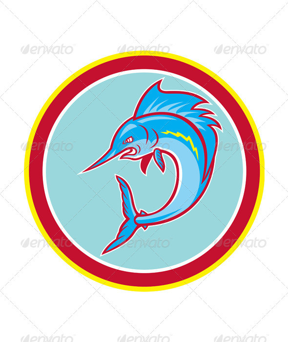 Sailfish jumping cartoon circ prvw