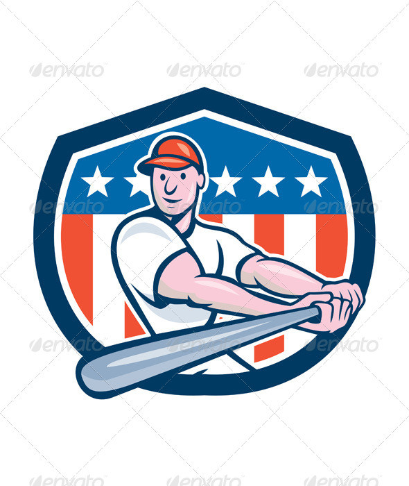 Baseball player batting side low shield prvw