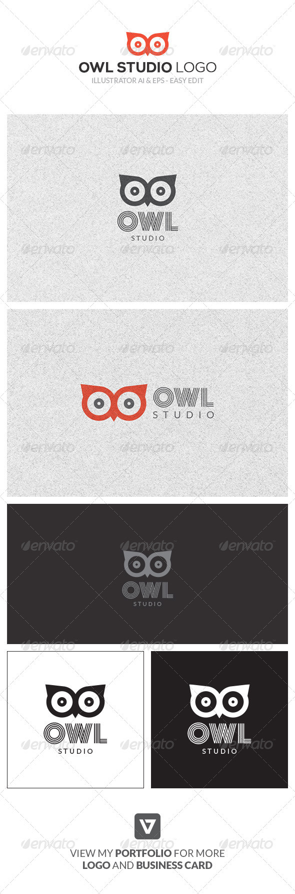 Modern owl logo design template preview