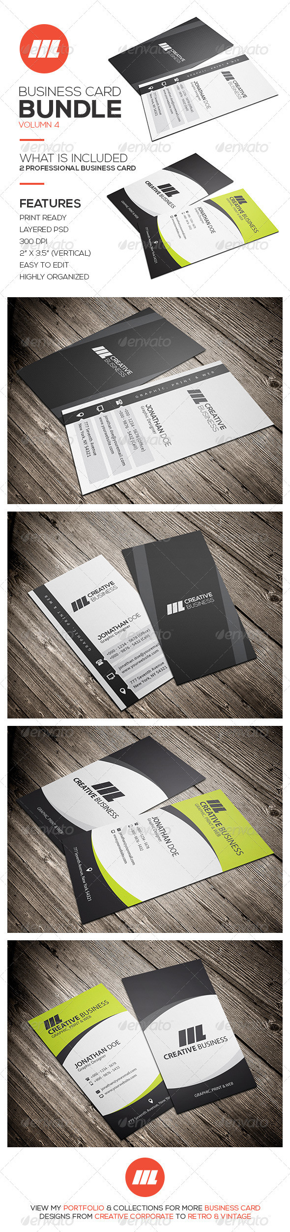 04 vertical creative corporate business card template bundle preview