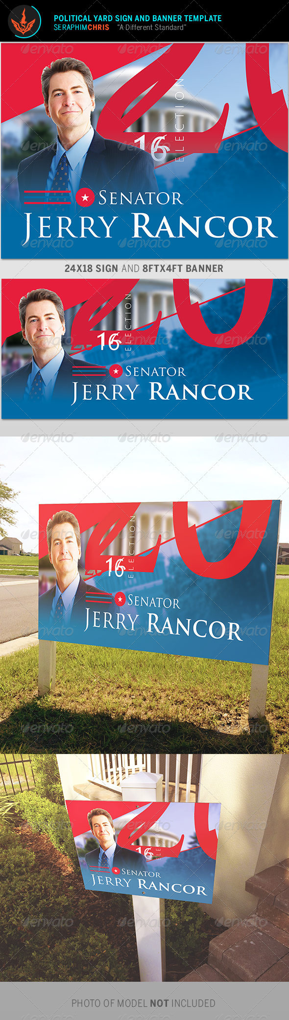 Political yard sign and banner template preview