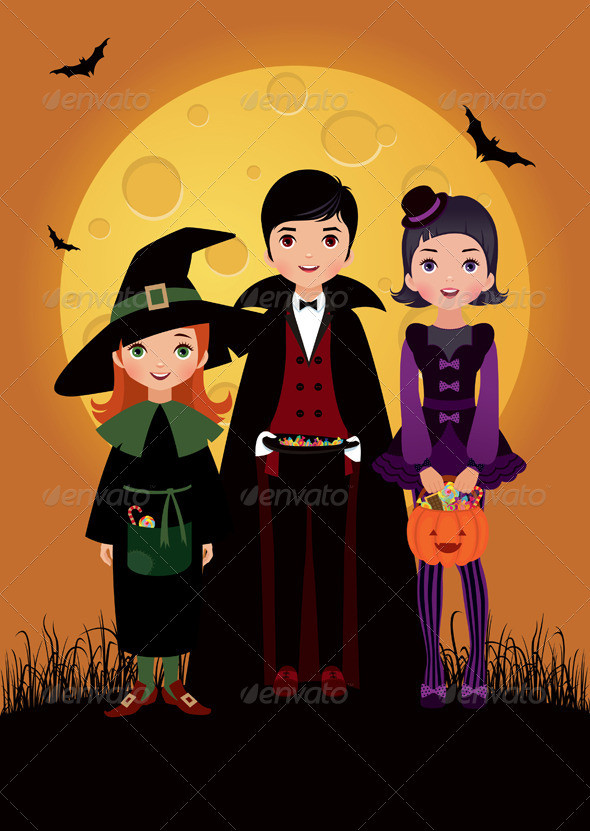 Children in costume halloween