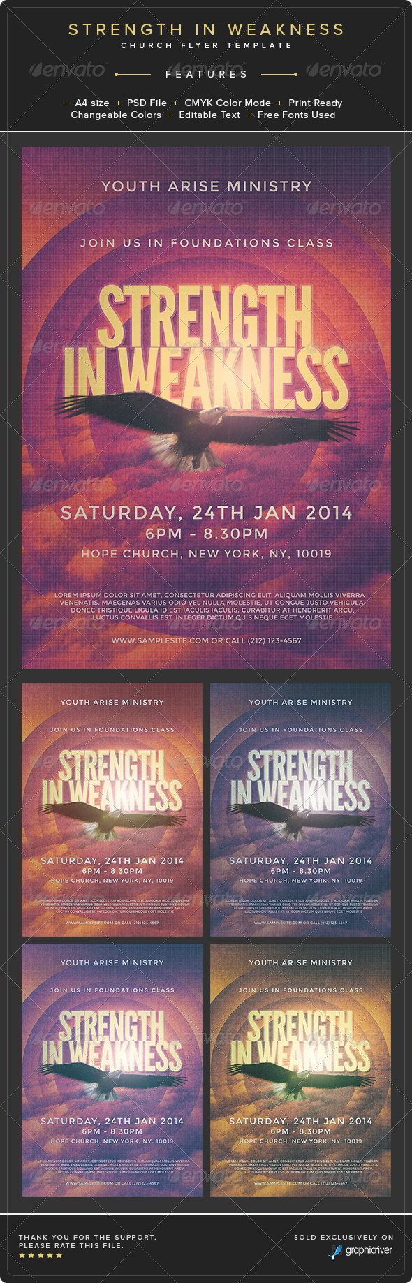Strength in weakness church flyer template preview