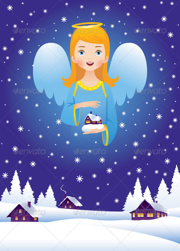 Christmas angel in the sky