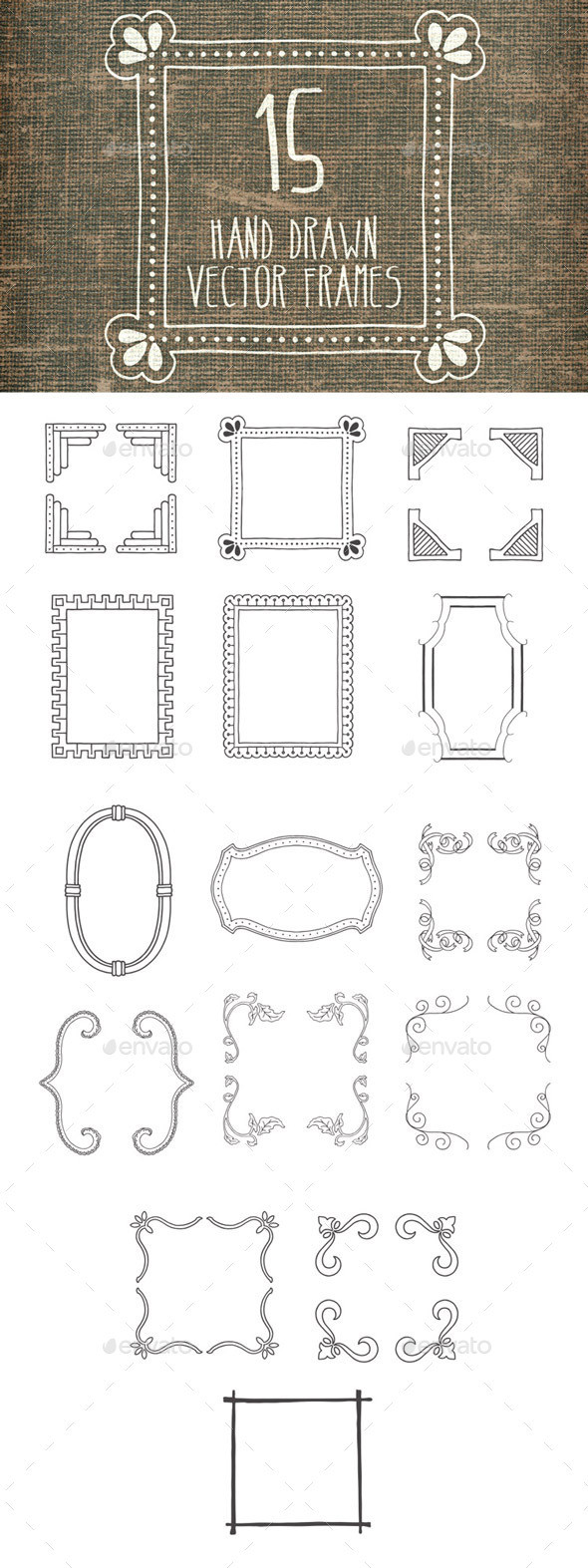 Hand drawn vector frames 001 preview