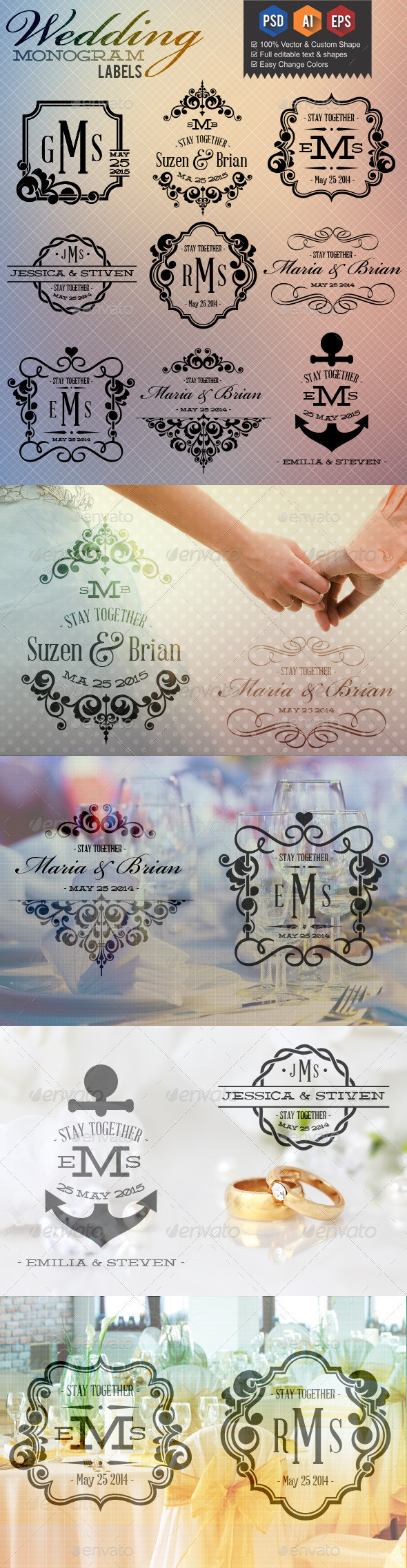 Wedding monogram labels 590