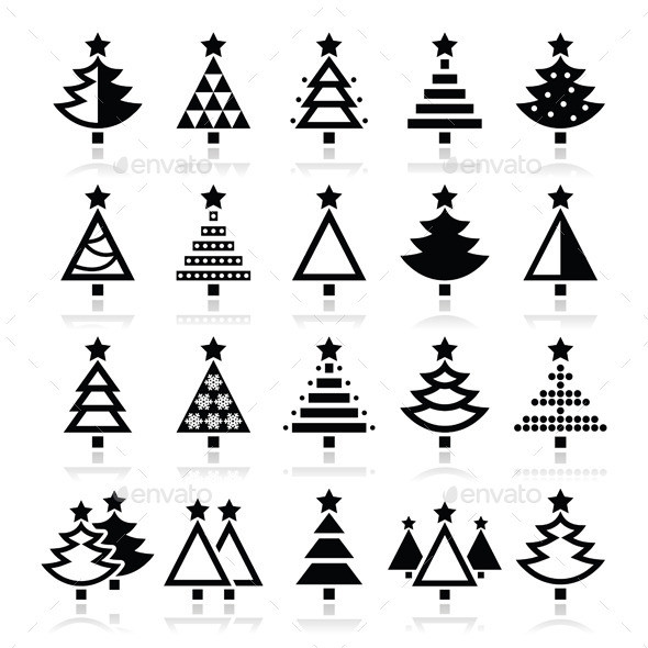 Christmas tree icons set 2 prev