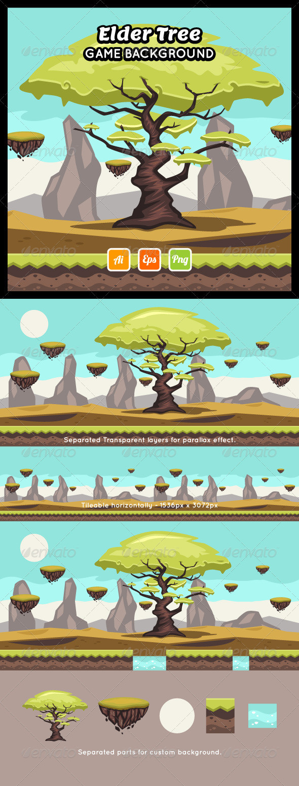 Elder tree big forest jungle game background game assets gui sidescroller horizontal wallpaper side scrolling mobile games 590