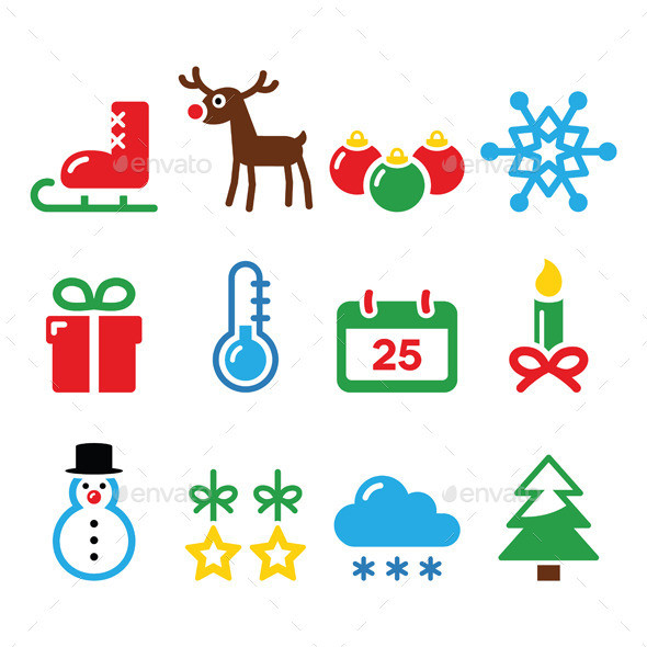 Xmas icons set 3 colour prev