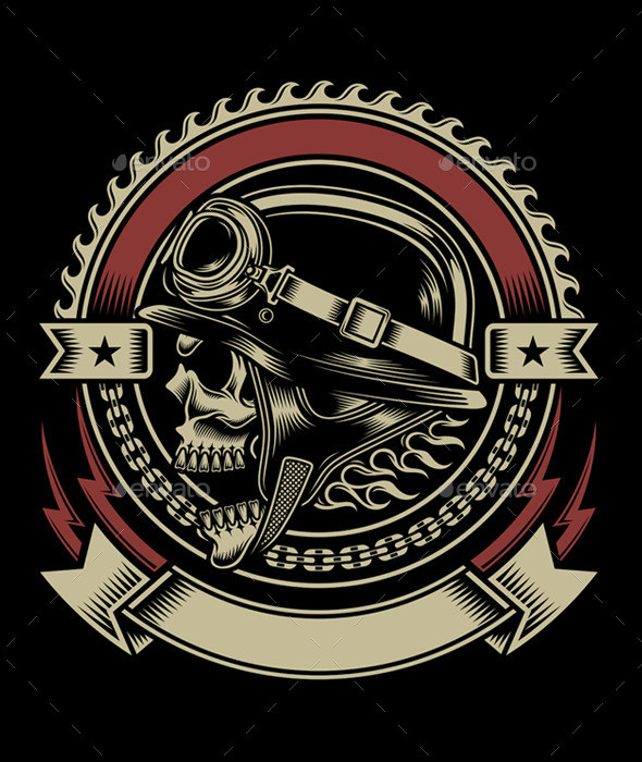 Vintage 20biker 20skull 20emblem