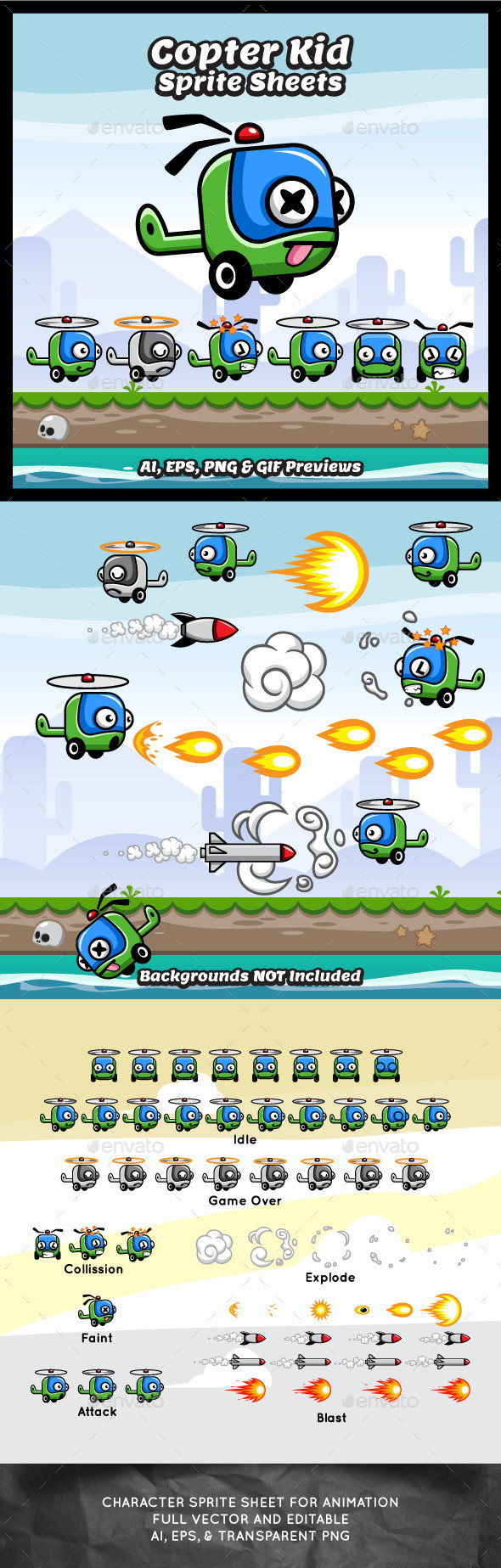 Copter kid swing copter game character sprite sheet sidescroller game asset flying flappy animation gui mobile games gameart game art 590