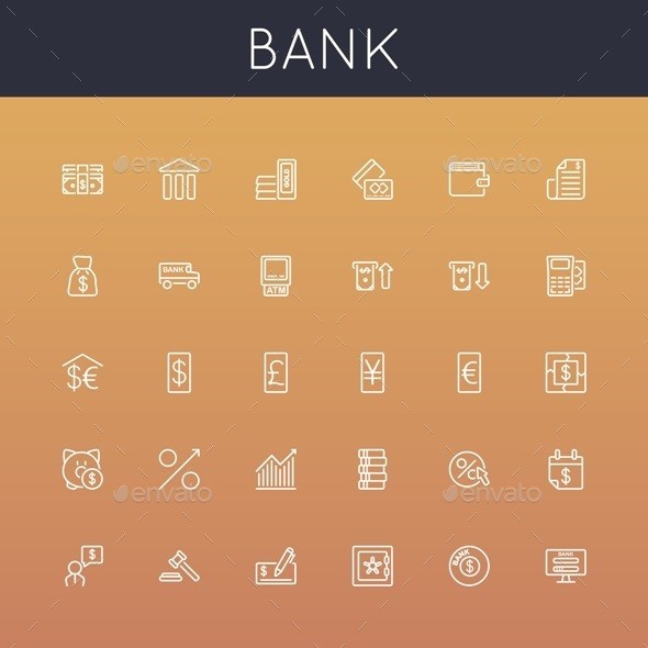 Vector 20bank 20line 20icons