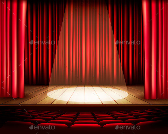 01 red curtain with lighting fittings t