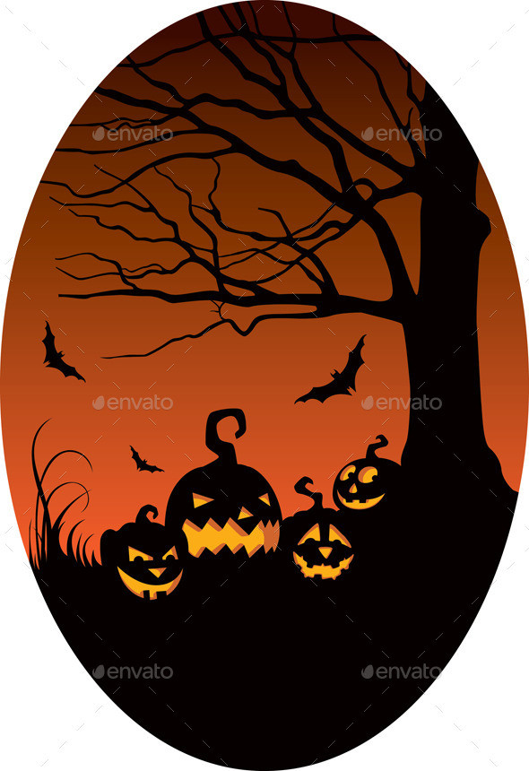 Pumpkins in halloween night