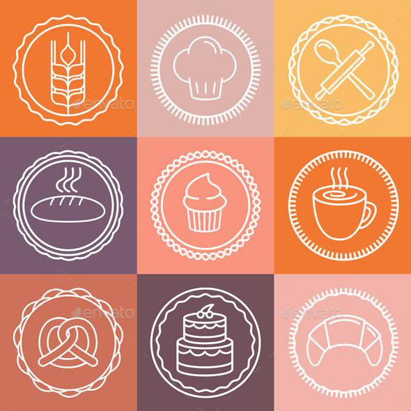 Bakery logo outline set1590