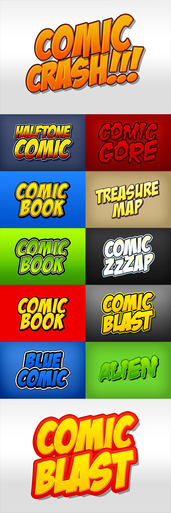 Comic book cartoon styles pack 001 collage