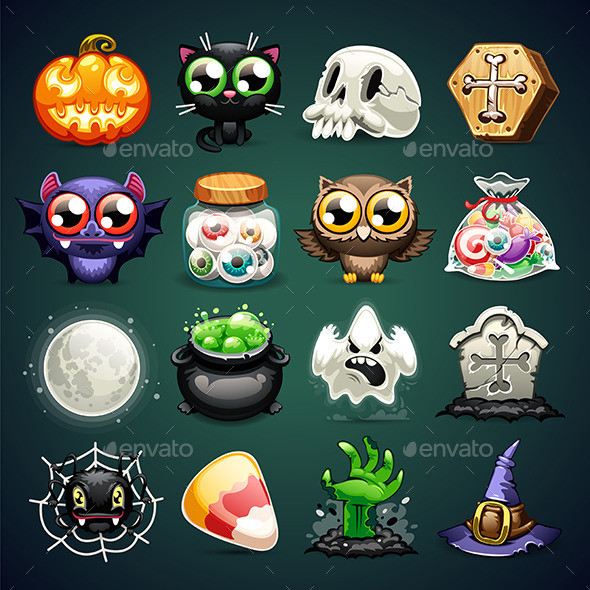 Halloween icons set