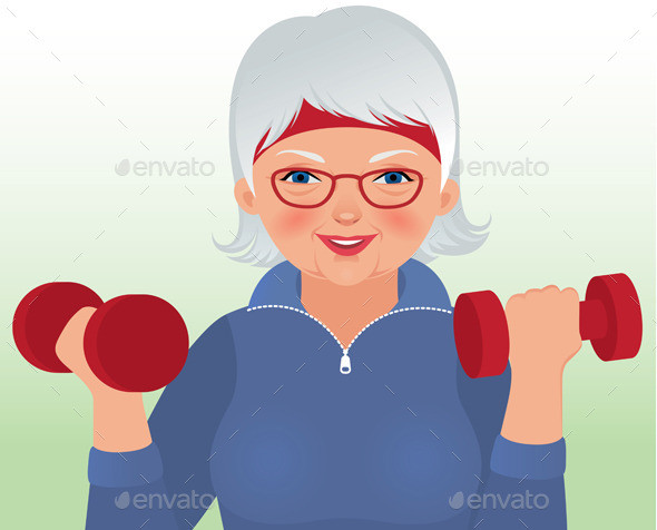 Elderly woman doing fitness