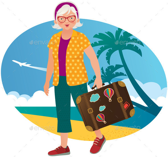 Elderly lady travels