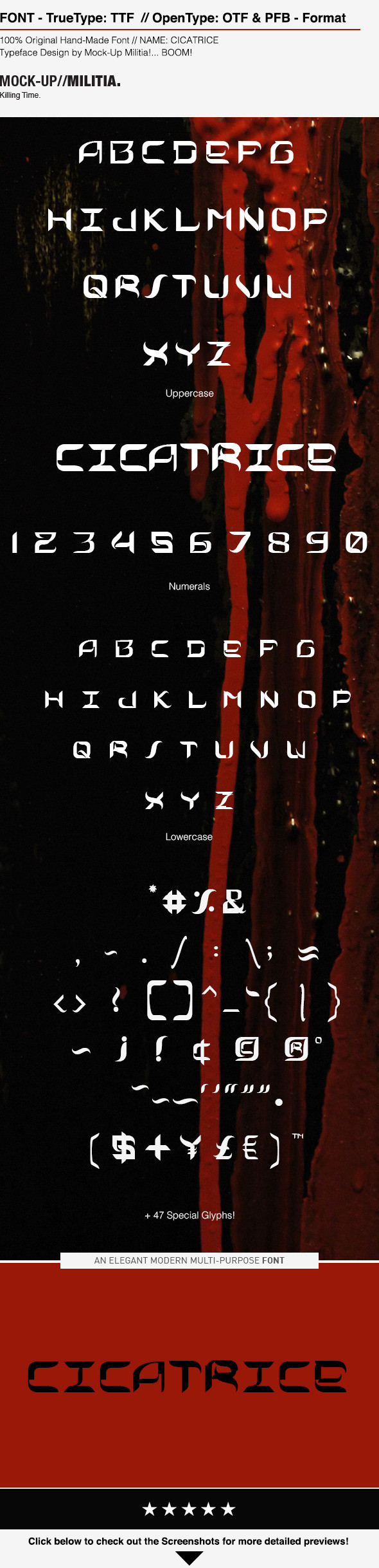 Mm cicatrice modern font preview