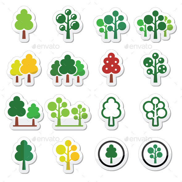 Trees icons labels set 2 prev