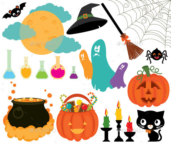 Set of magical symbols of halloween