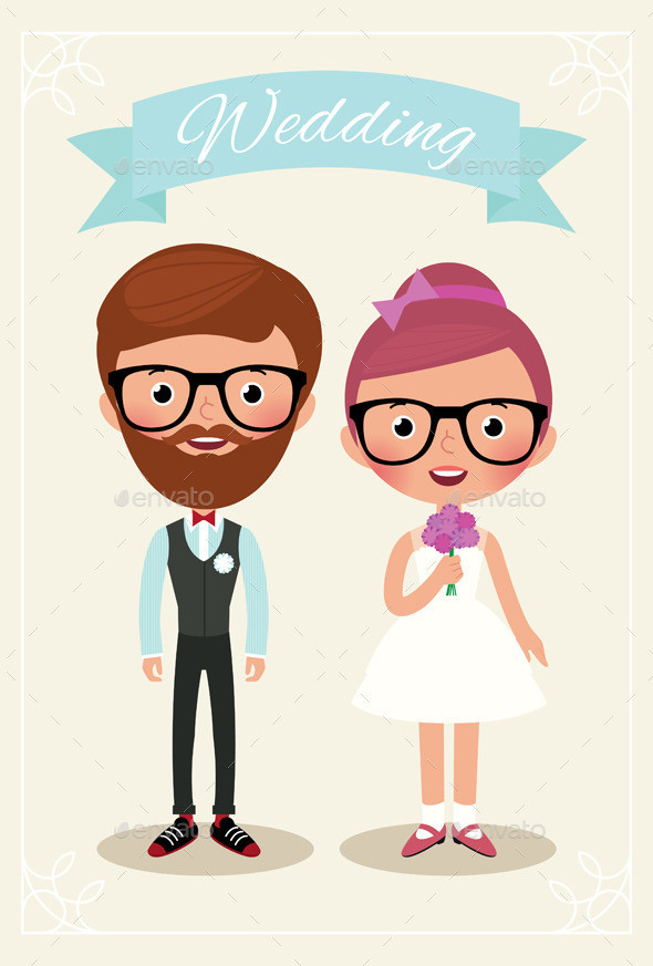 Bride and groom hipsters