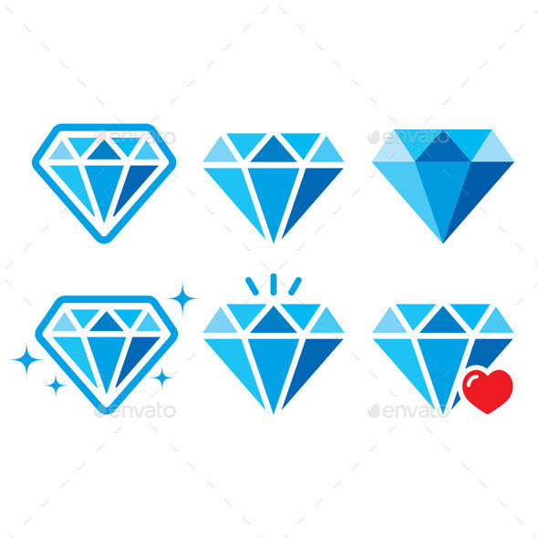 Diamond icons set color cubic prev