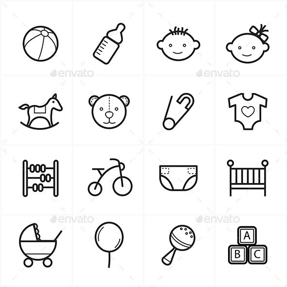 Flat 20line 20icons 20for 20baby 20icons 20and 20toys 20icons 20vector 20illustration590