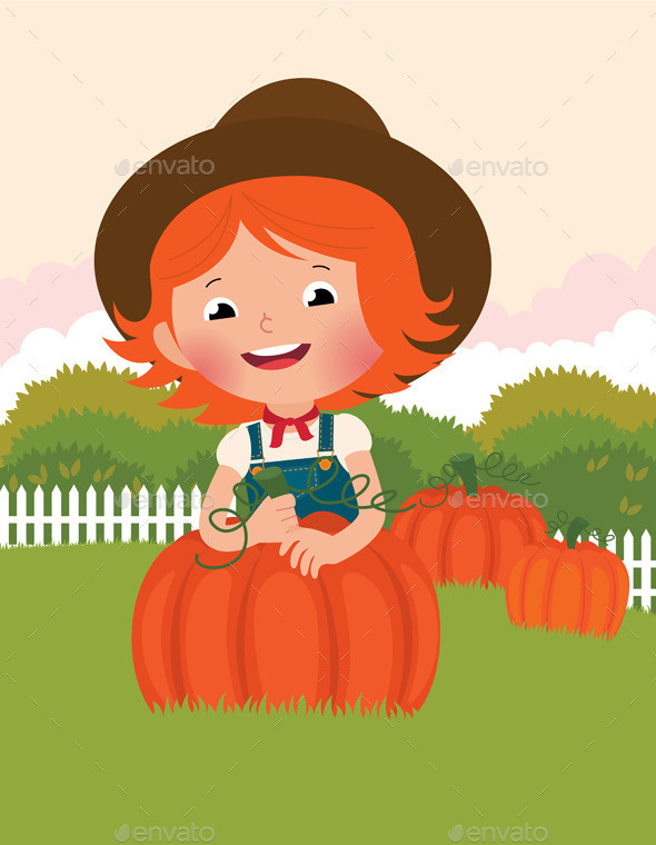 Little farmer of pumpkins