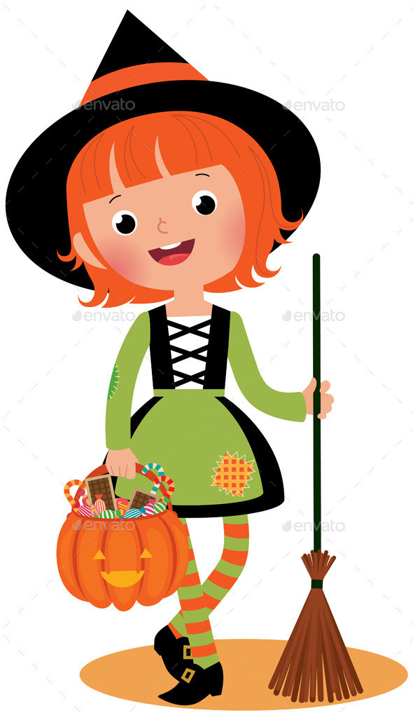 Halloween witch on a white background