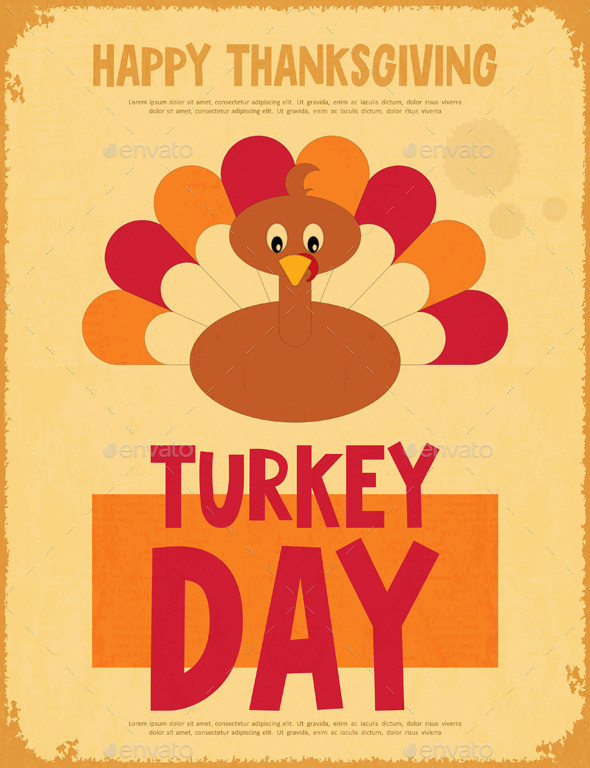 28 thanksgiving poster turkey retro